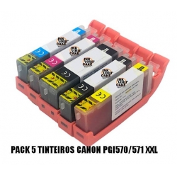 Pack 5 Tinteiros Alimentares Canon PGI570XXLBK + CLI571XXLBK/C/M/Y
